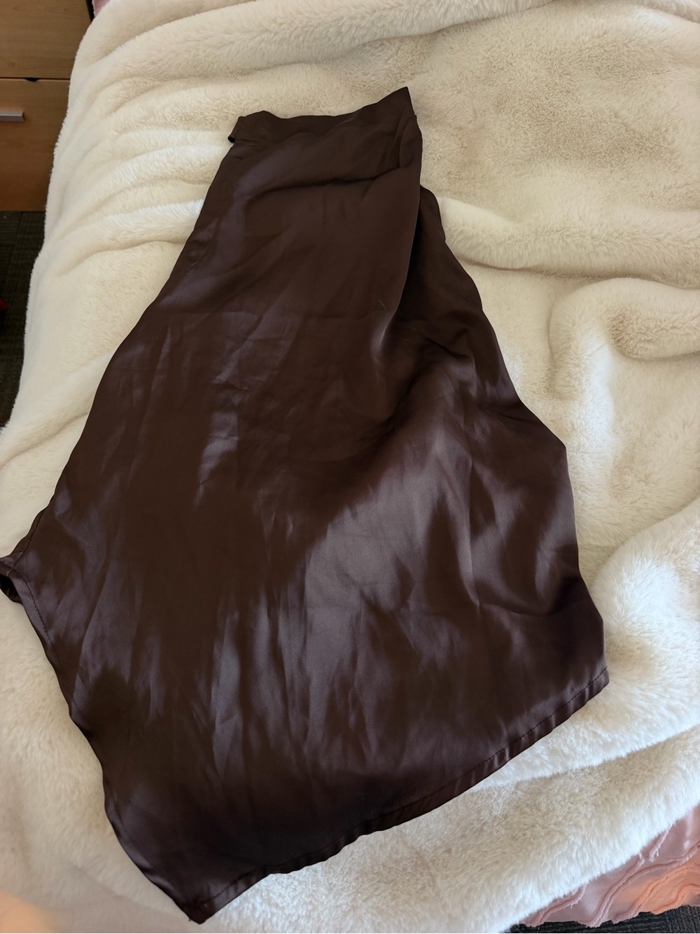 Brown Satin Halter Neck